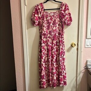 Old Navy Pink Floral Midi Dress